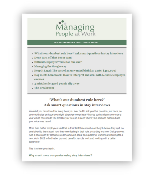 Managing People at Work Newsletter
